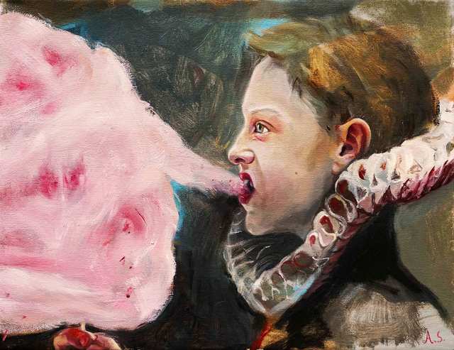 Tudor, Candy Floss Eater, oil on canvas