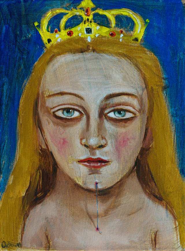 Elizabeth I Sewn, oil on canvas