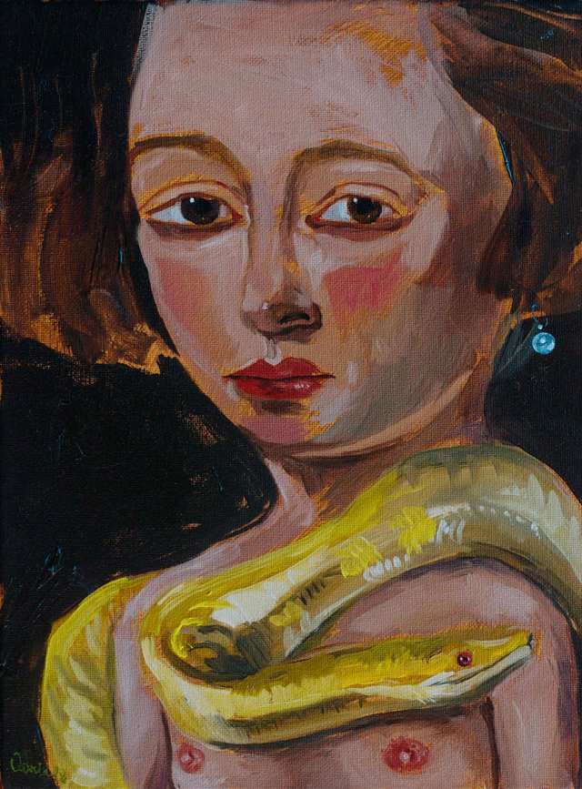 Yellow snake, oil on canvas
